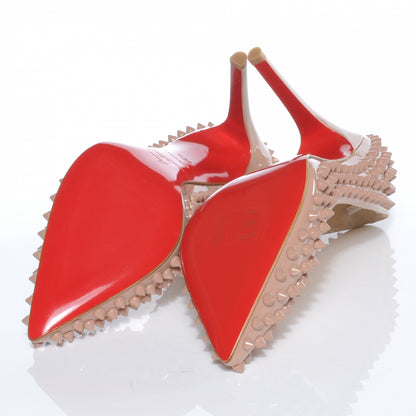 Christian Louboutin Patent Pigalle Spikes 100 Pumps 36.5 Nude 7 of 7