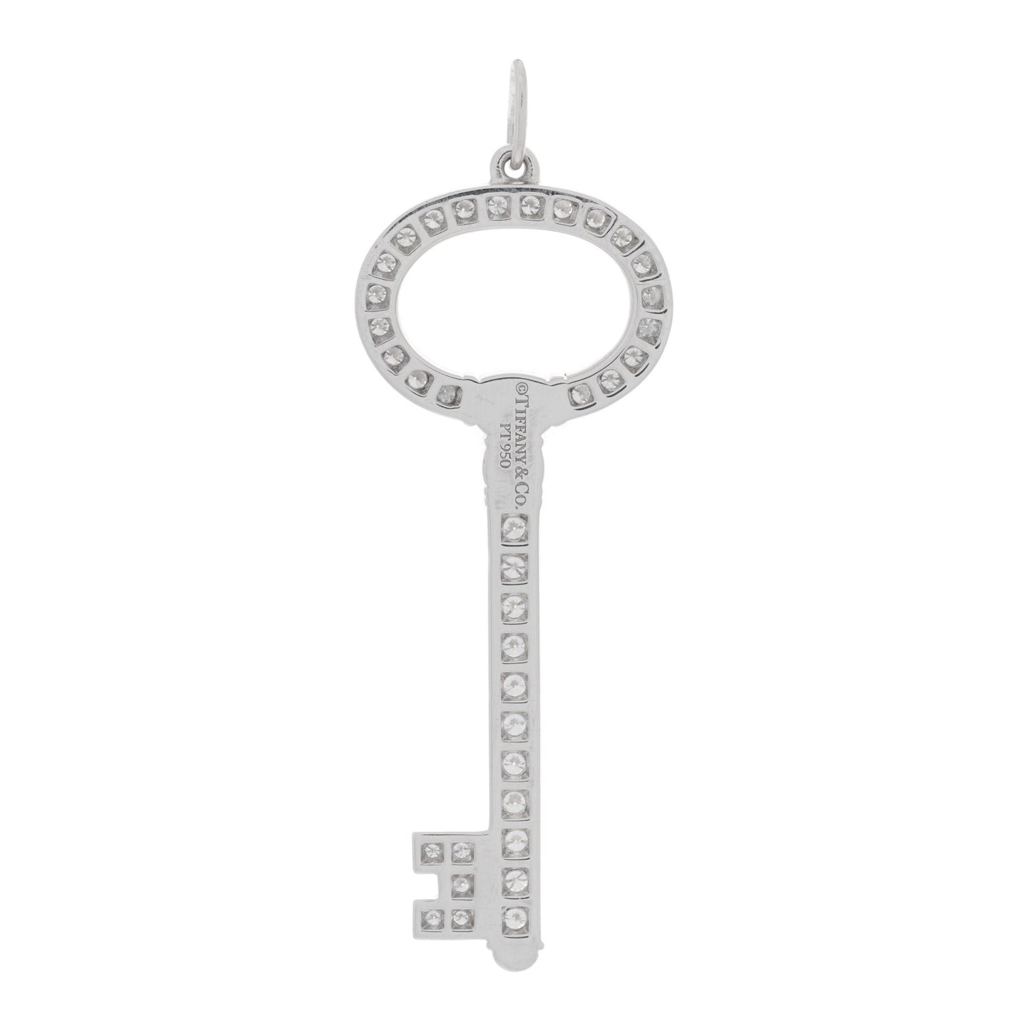 Platinum Diamond Oval Key Charm Pendant