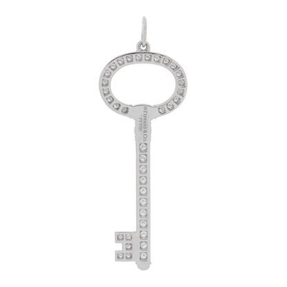 Tiffany Platinum Diamond Oval Key Charm Pendant 3 of 4