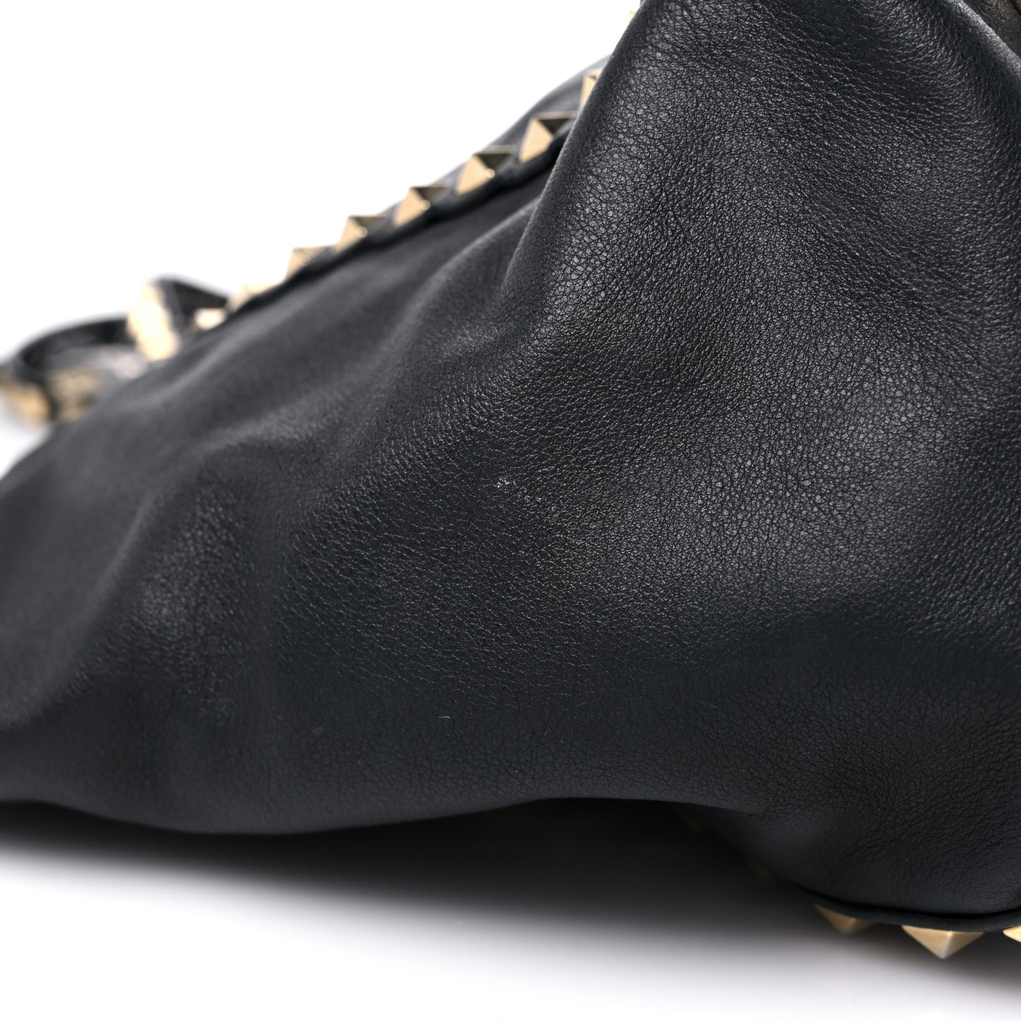 Vitello Medium Rockstud Tote Black