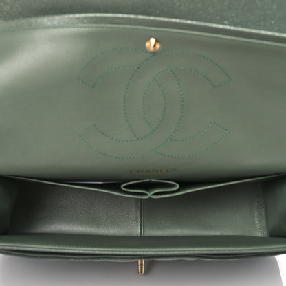 Chanel Iridescent Caviar Quilted Jumbo Double Flap Green 5 of 10