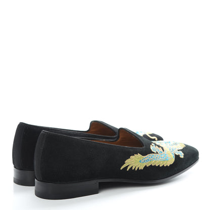Gucci Suede Dragon Embroidered Mens Loafers 7.5 Black 4 of 8