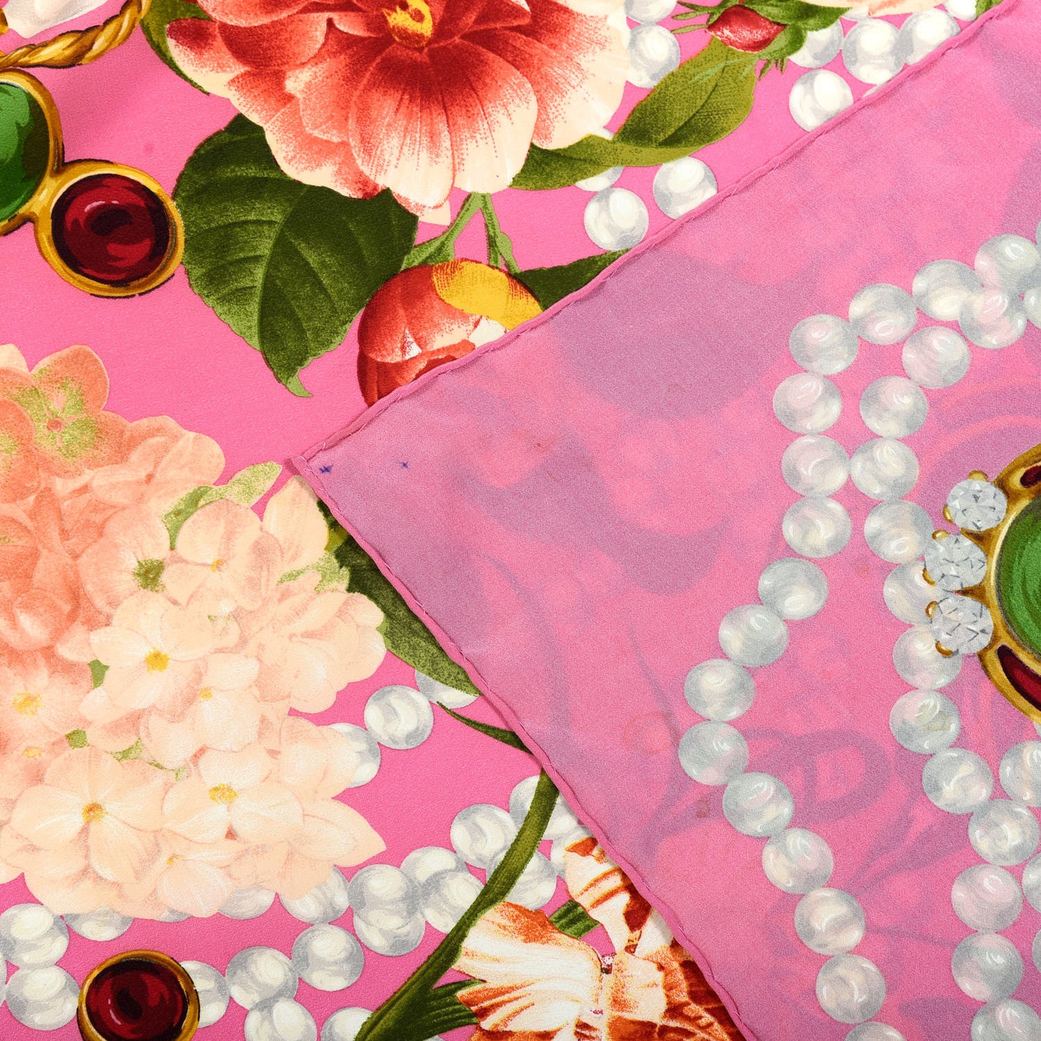 Chanel Silk Flower Square Scarf Pink 5 of 5