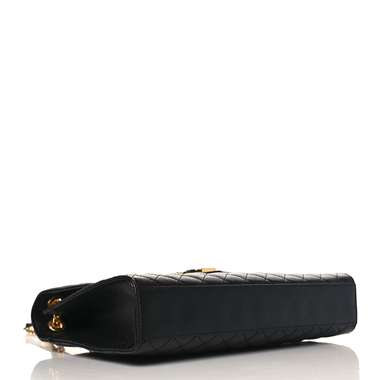 Grain De Poudre Textured Mixed Matelasse Large Triquilt Monogram Satchel Black