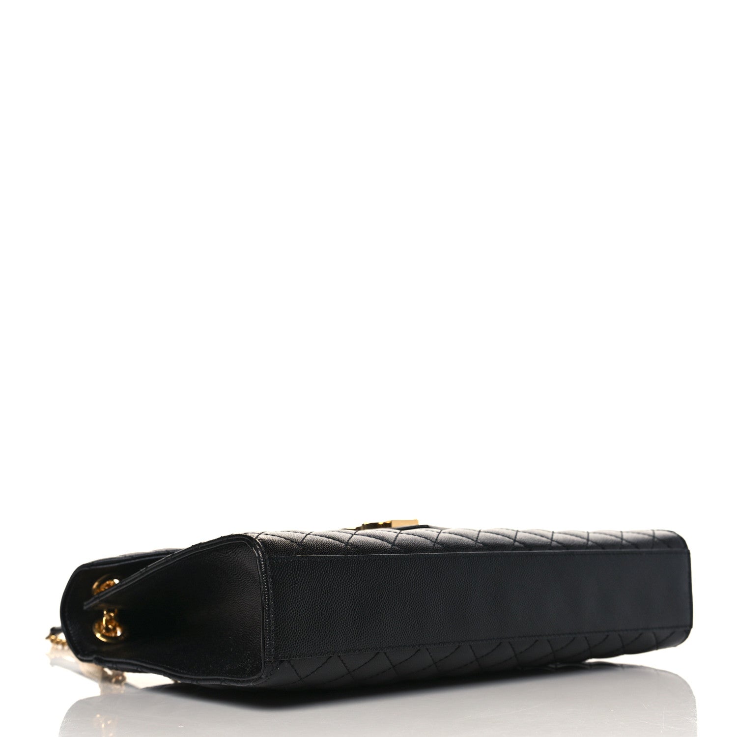 Saint Laurent Grain De Poudre Textured Mixed Matelasse Large Triquilt Monogram Satchel Black 4 of 12