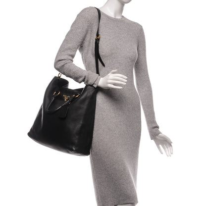 Prada Vitello Daino Tote Nero Black 2 of 6