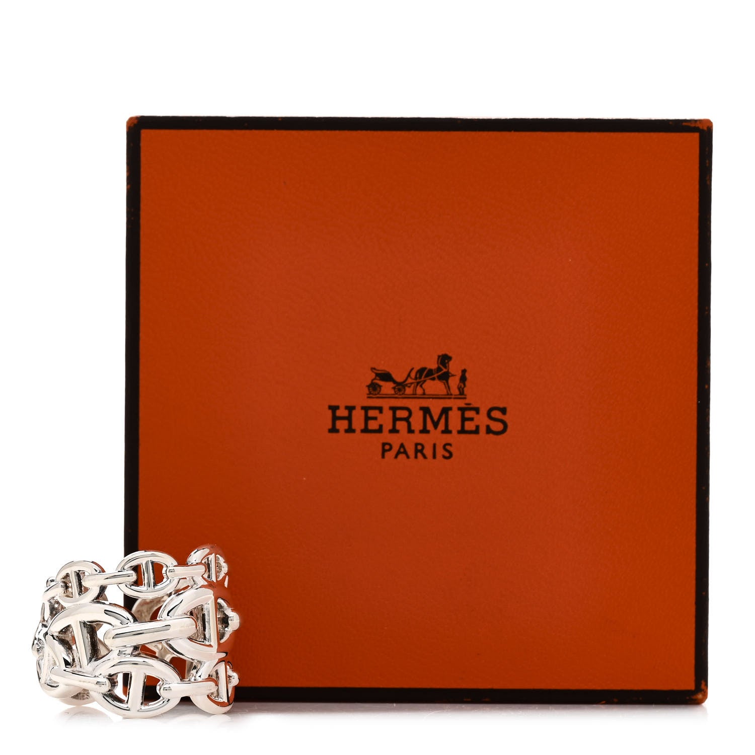 Hermes Sterling Silver GM Chaine d'Ancre Enchainee Band Ring 53 6.25 6 of 6