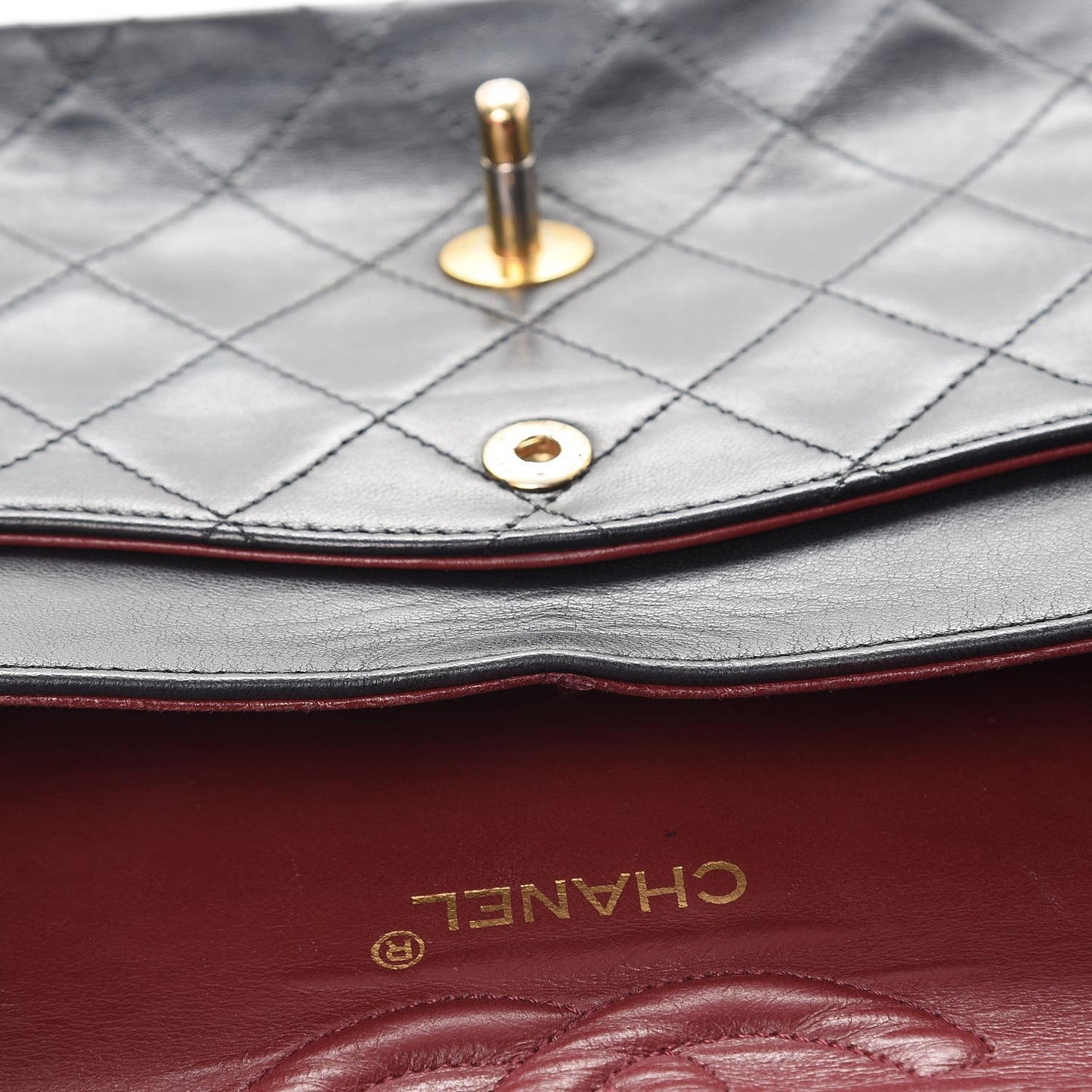 Lambskin Quilted Medium Double Flap Black