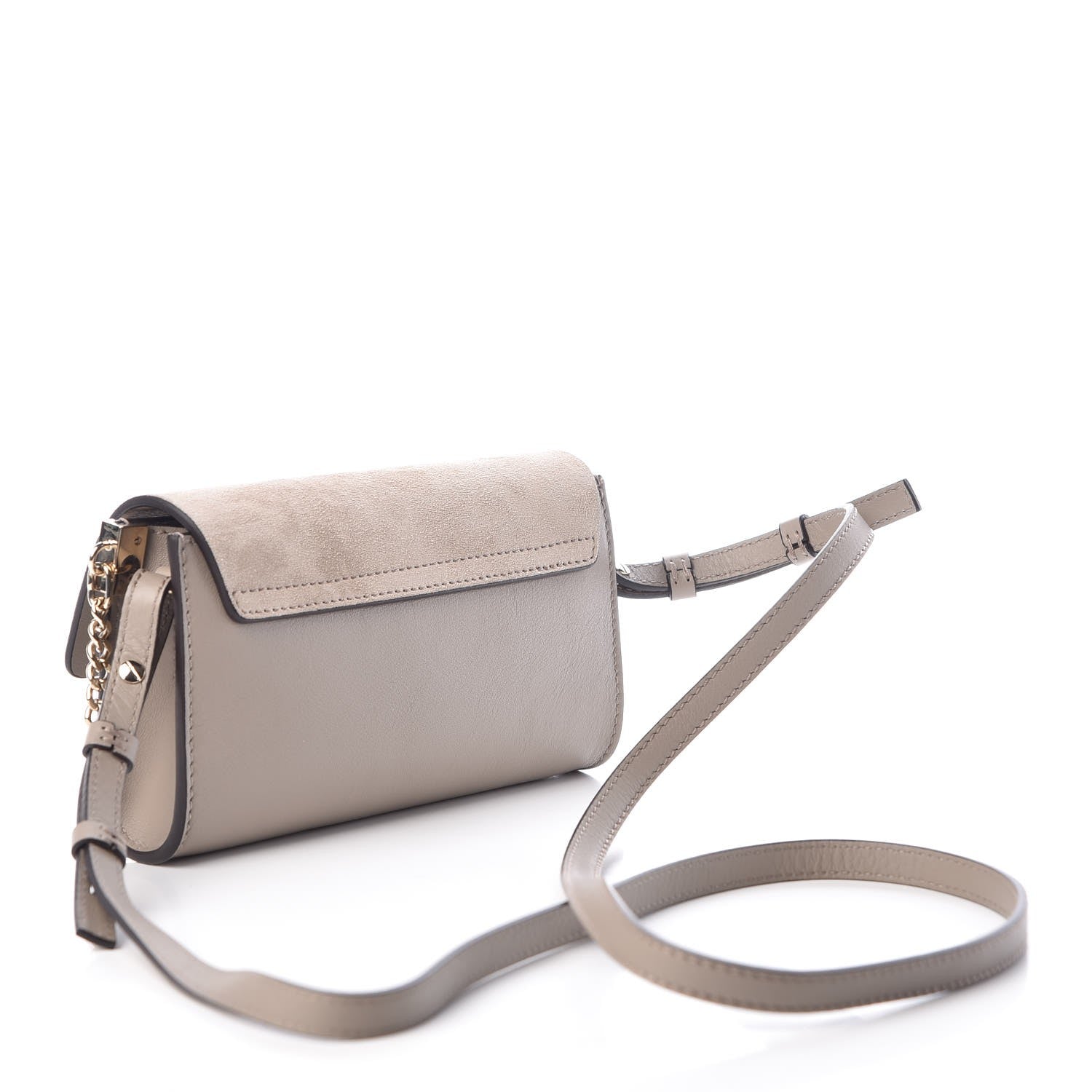 Chloe Suede Calfskin Mini Faye Shoulder Bag Motty Grey 3 of 7