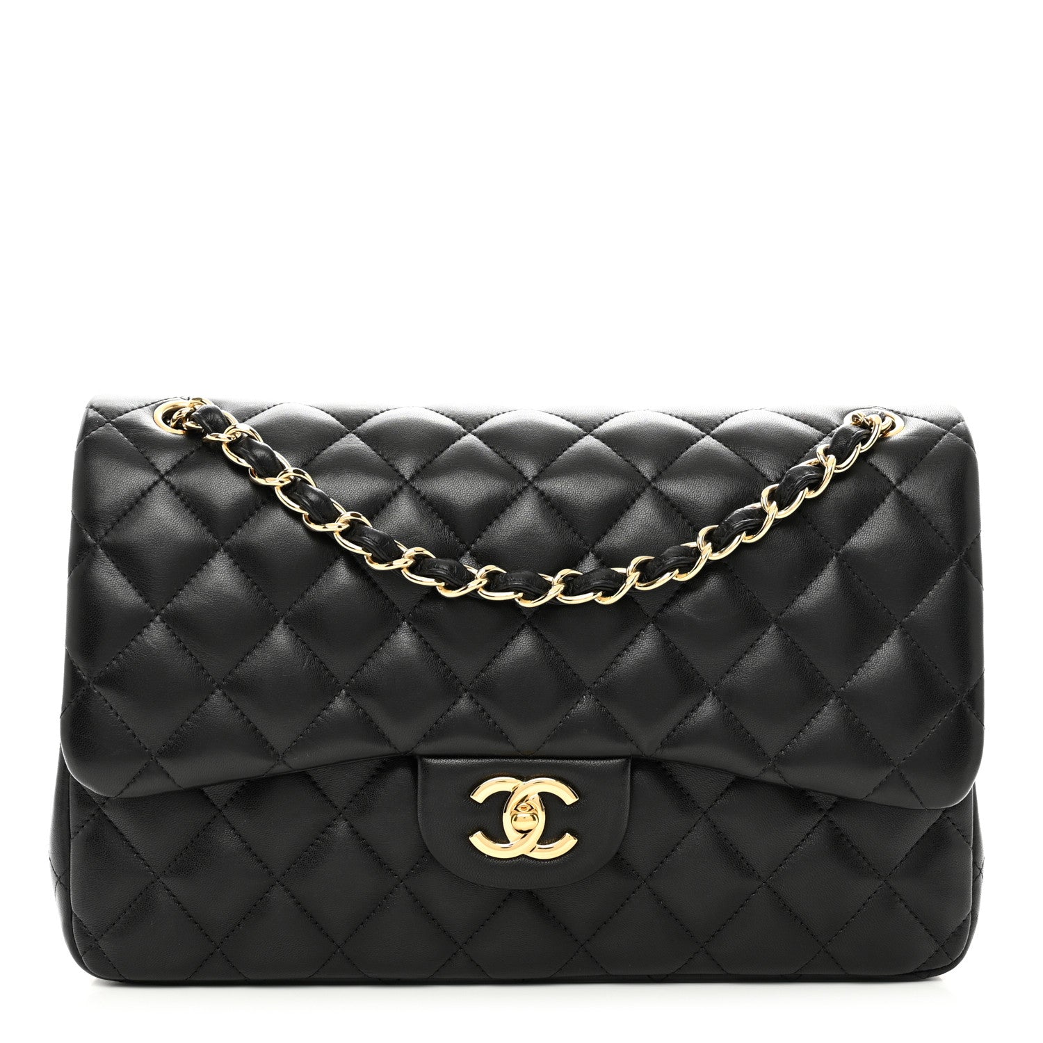 Chanel Lambskin Quilted Jumbo Double Flap Black 1 of 11