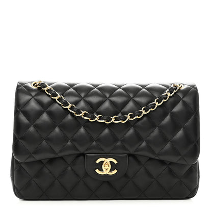 Chanel Lambskin Quilted Jumbo Double Flap Black 1 of 11
