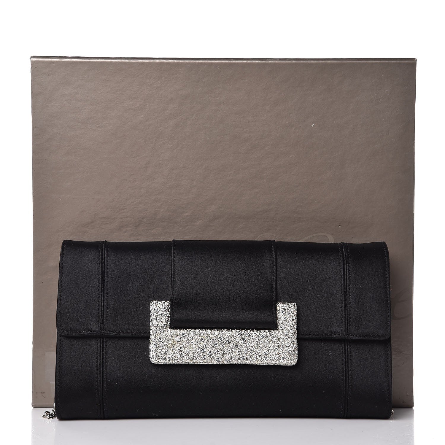 Judith Leiber Satin Swarovski Crystal Nina Clutch Black 7 of 7