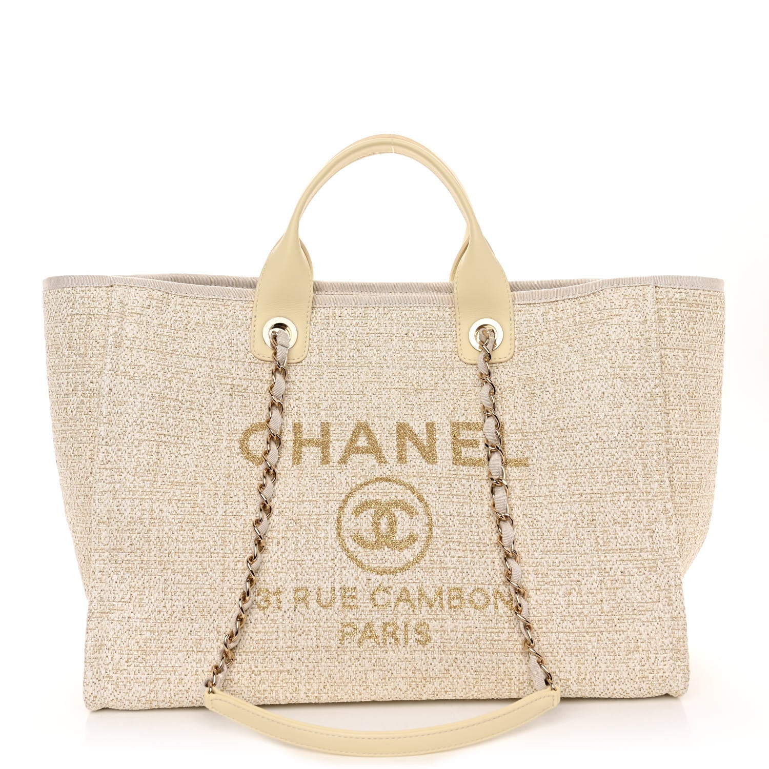 Chanel Lurex Boucle Medium Deauville Tote White 1 of 9