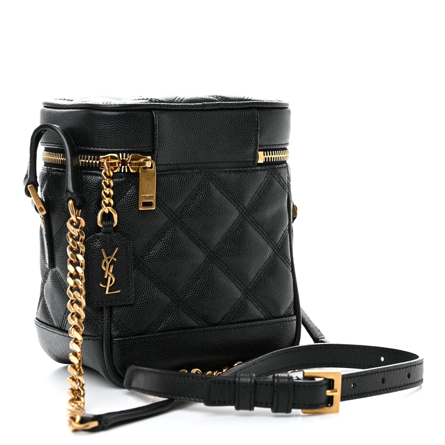 Saint Laurent Grain de Poudre Quilted 80's Vanity Bag Black 3 of 11