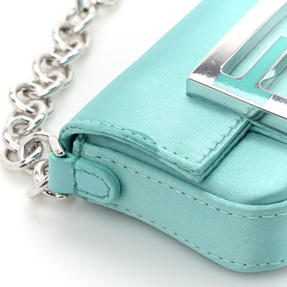 Fendi X TIFFANY Satin Silk Sterling Silver Nano Maxi Buckle Baguette Tiffany Blue 9 of 10