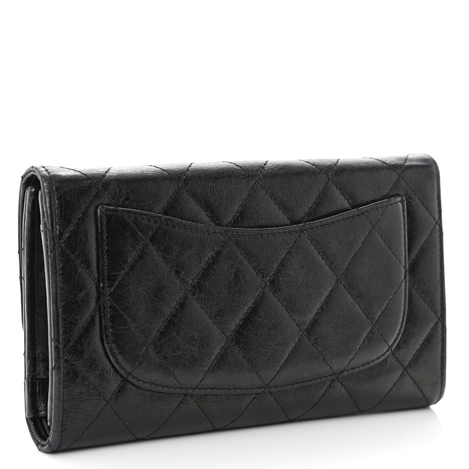 Chanel Glazed Calfskin Quilted Reissue Long Flap Wallet Black 3 of 12