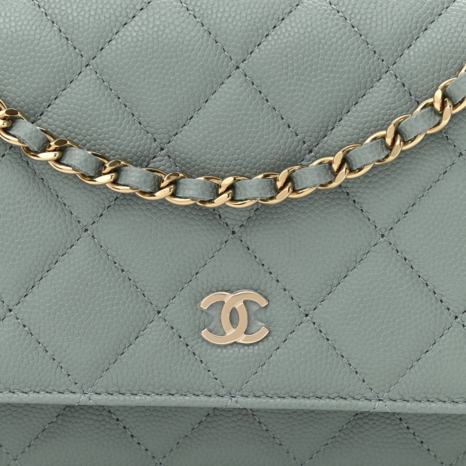 Chanel Caviar Quilted Wallet On Chain WOC Light Gray 8 of 11