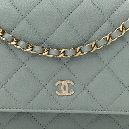 Chanel Caviar Quilted Wallet On Chain WOC Light Gray 8 of 11