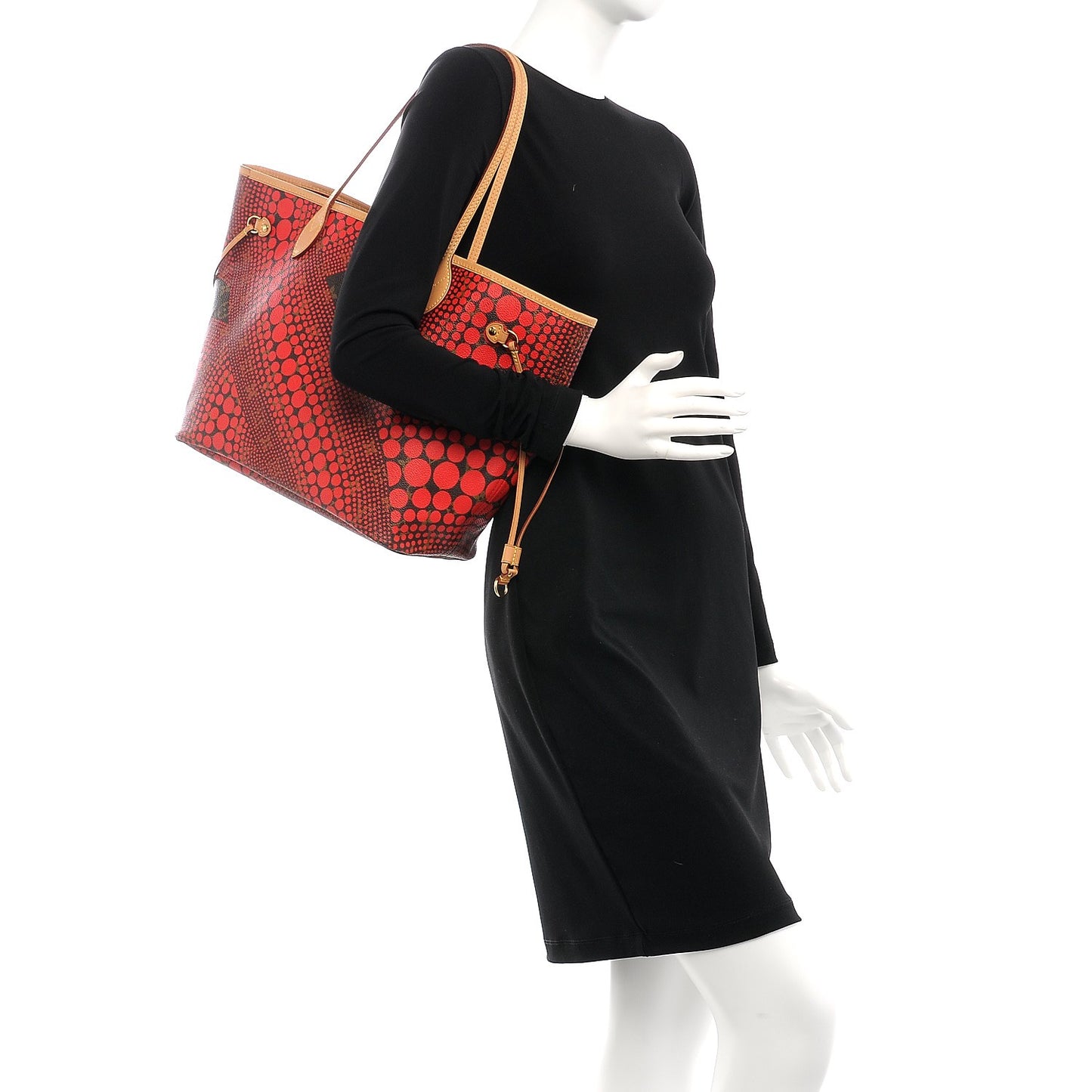 Monogram Kusama Waves Neverfull MM Red