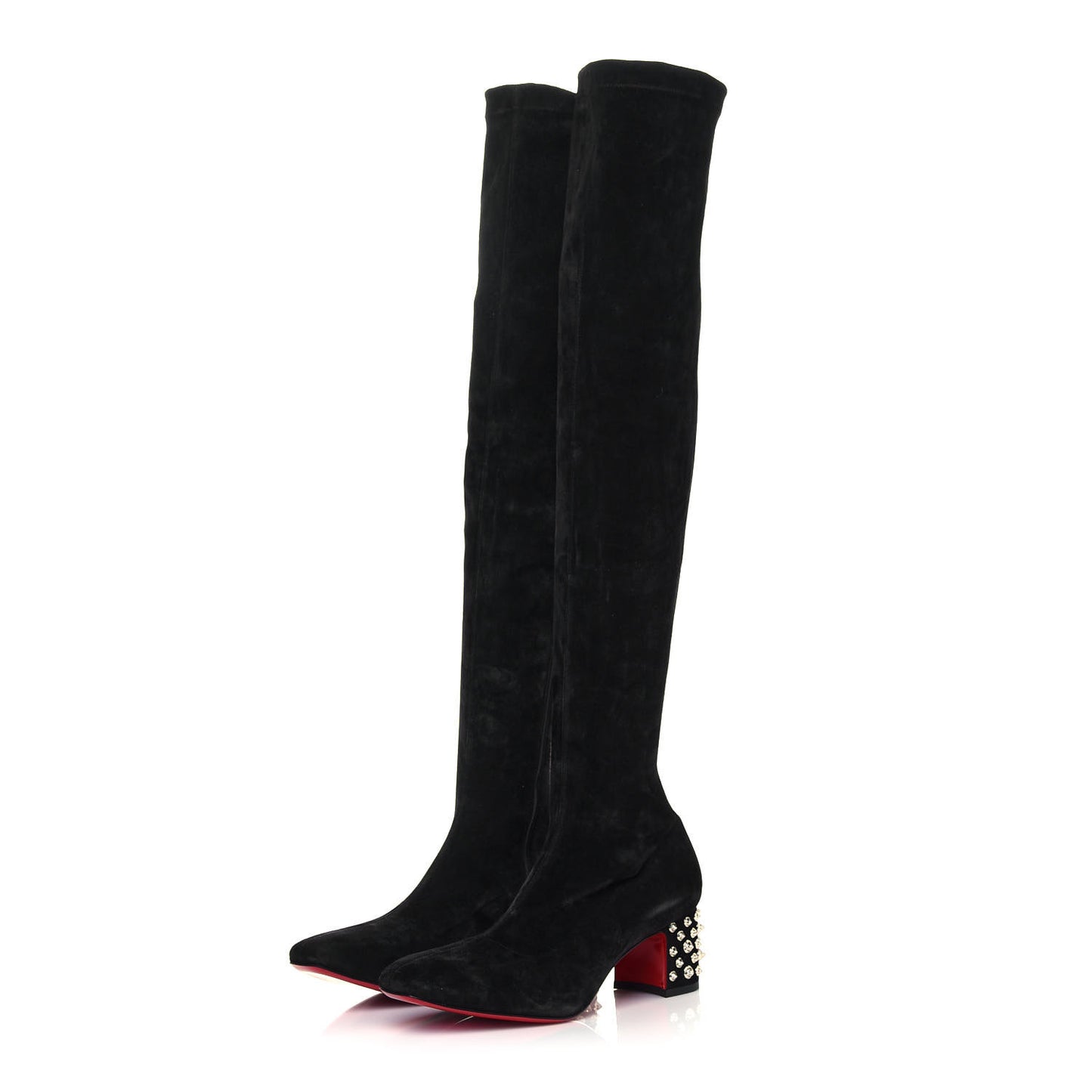 Veau Velours Spiked Study Stretch 55 Over The Knee Boots 39.5 Black