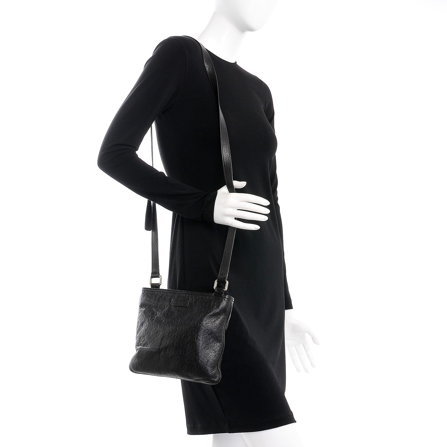 Gucci Guccissima Small Flat Messenger Bag Dark Brown 2 of 8