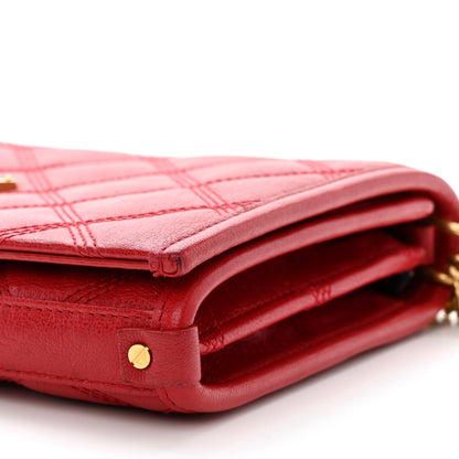Saint Laurent Lambskin Diamond Quilted Becky Chain Wallet Rouge Eros 9 of 10