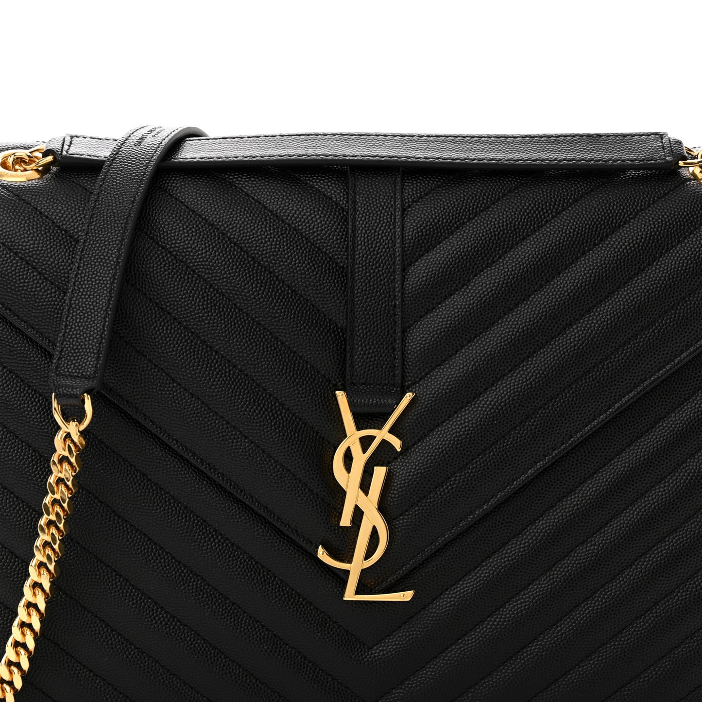 Grain De Poudre Matelasse Chevron Large Monogram Satchel Black