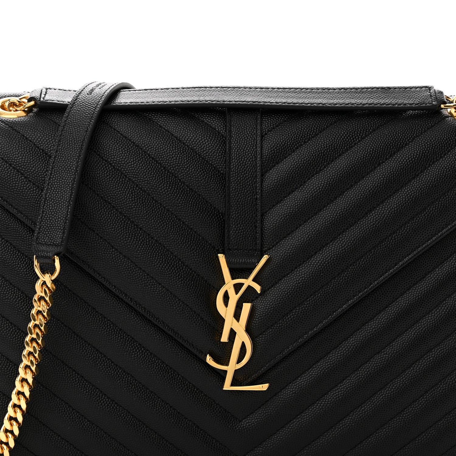 Saint Laurent Grain De Poudre Matelasse Chevron Large Monogram Satchel Black 7 of 9
