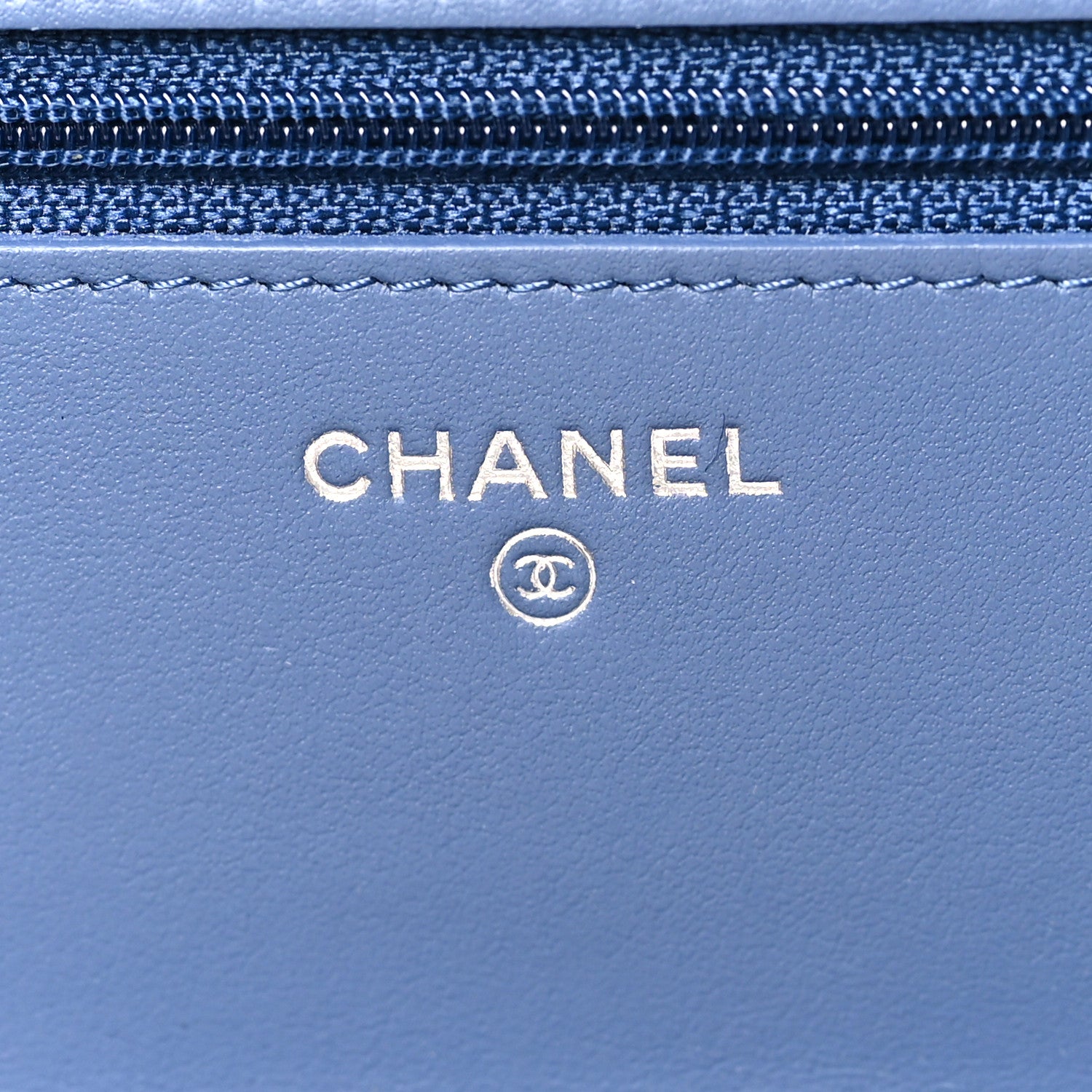 Chanel Denim Quilted Camellia Wallet On Chain WOC Blue 6 of 10