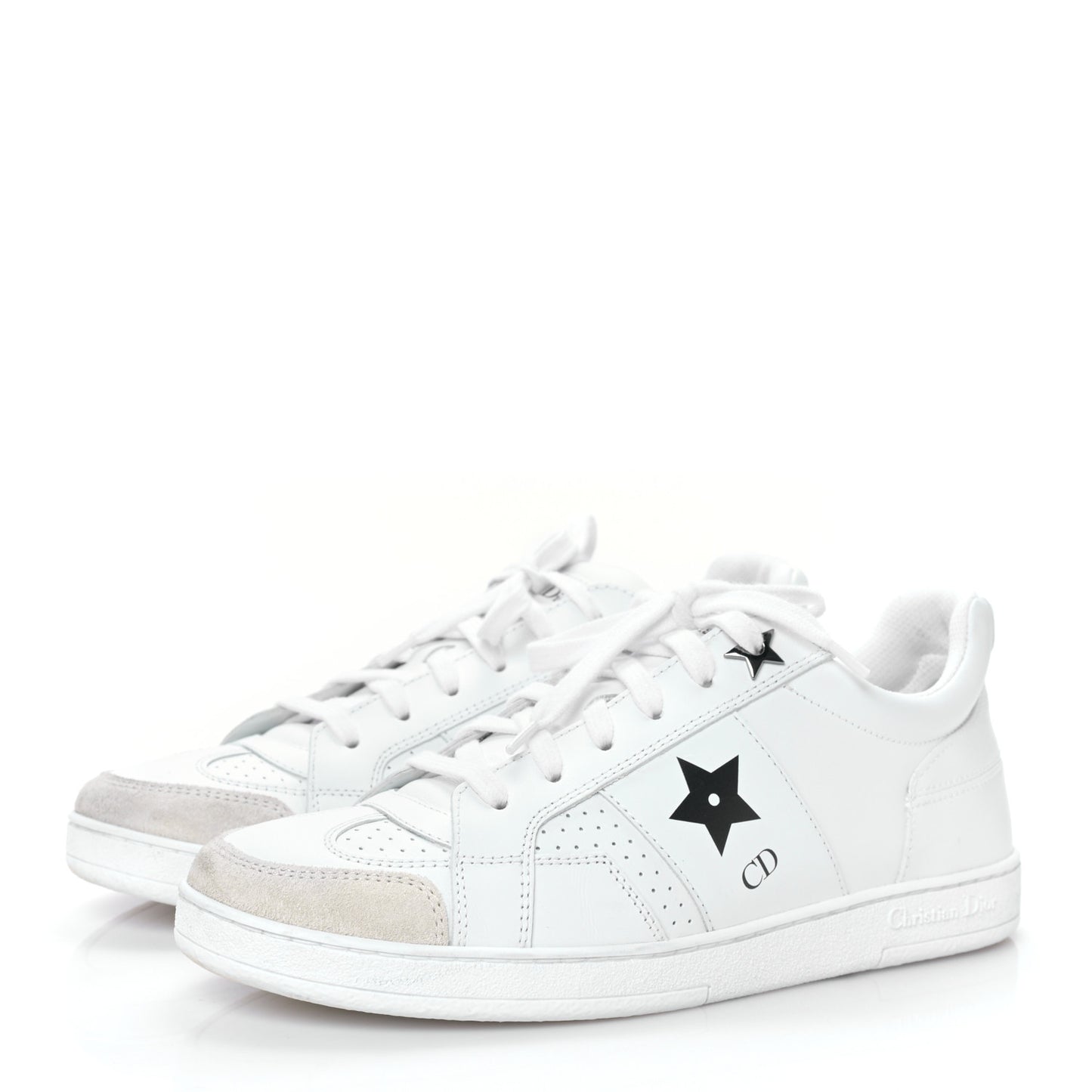 Calfskin Suede Dior Star Low Top Sneakers 36 White