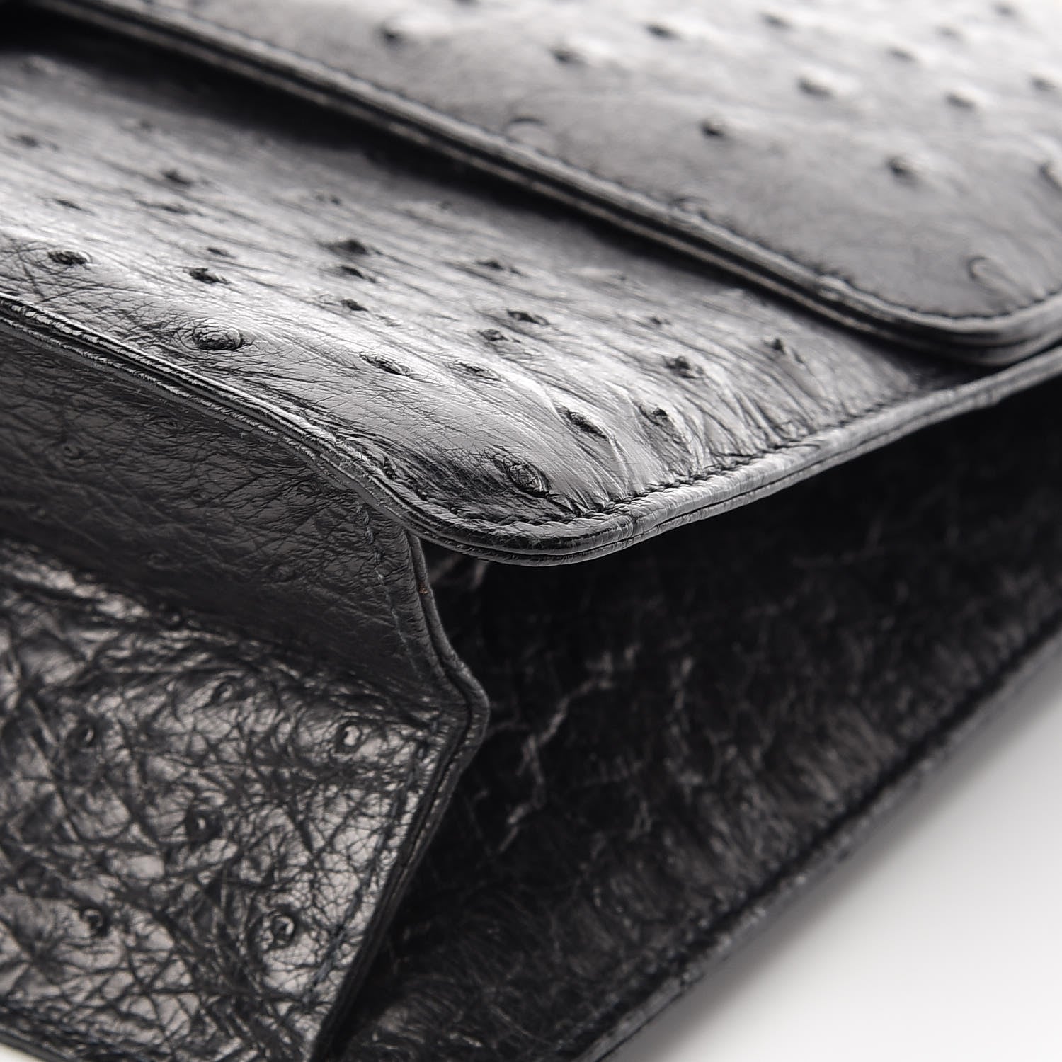 Chanel Ostrich Medium Single Flap Black 12 of 15