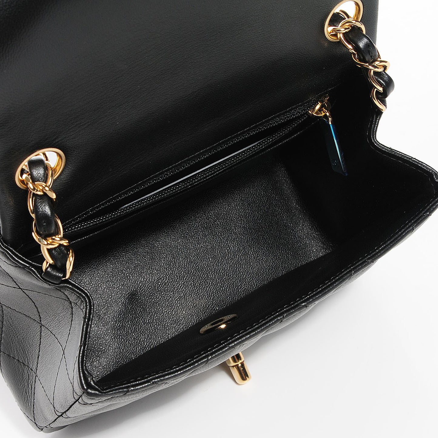 Lambskin Quilted Mini Square Flap Black