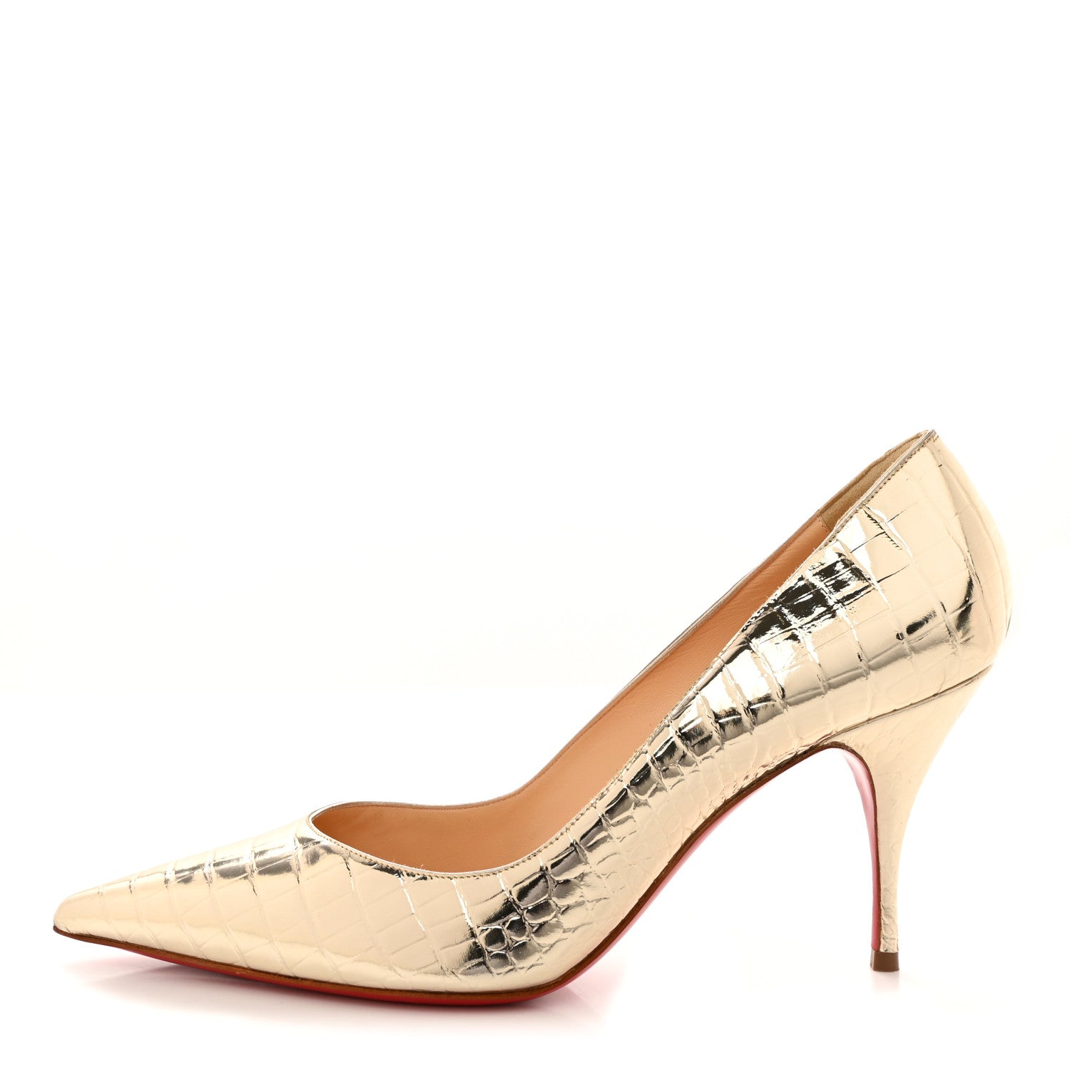 Christian Louboutin Metallo Cocco Clare 80 Pumps 39.5 Platine 1 of 7