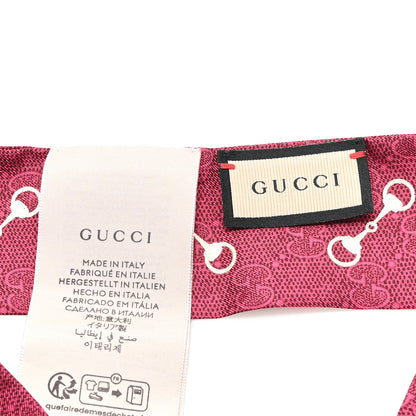 Gucci Silk Twill GG Monogram Gold Horsebity Neck Bow Scarf Red 3 of 3
