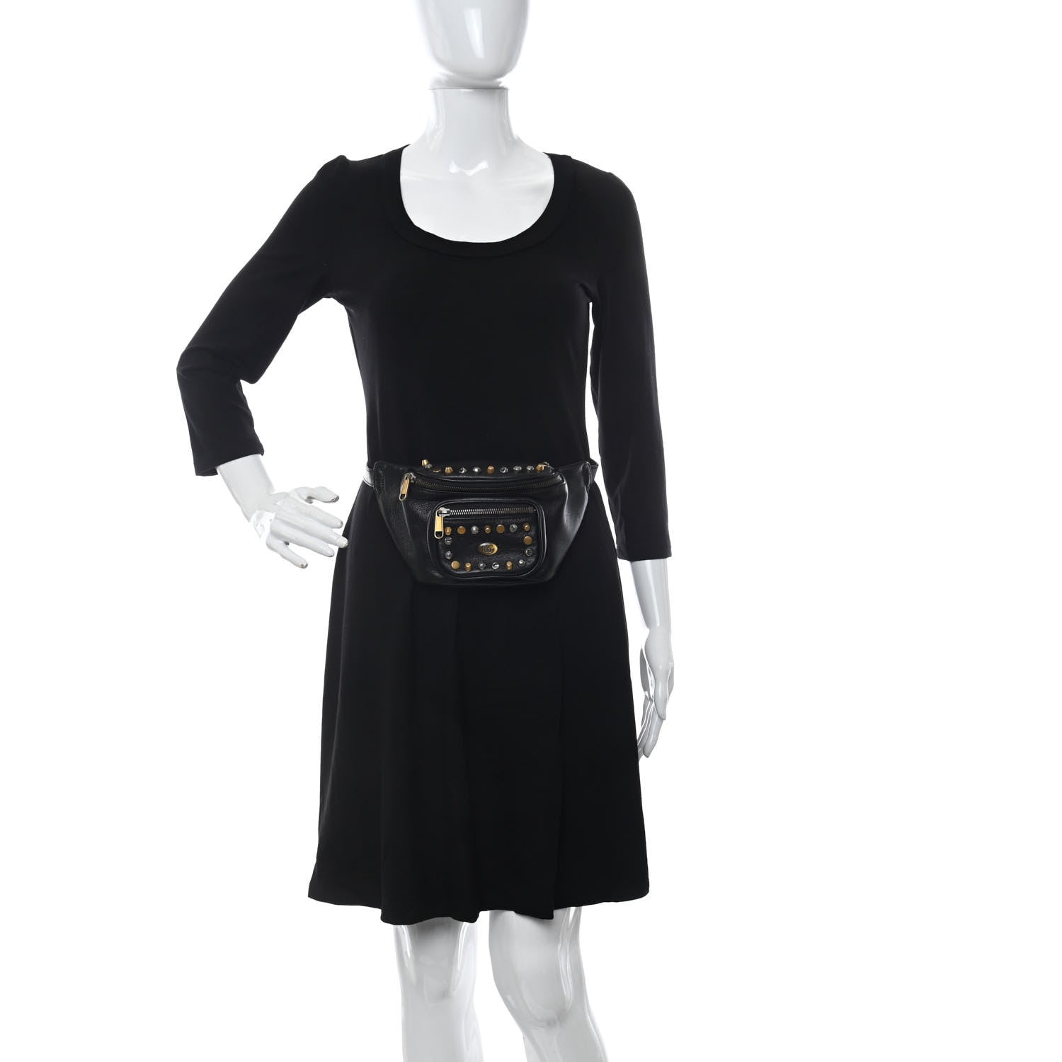 Gucci Calfskin Ophidia Studs Belt Bag Black 2 of 10