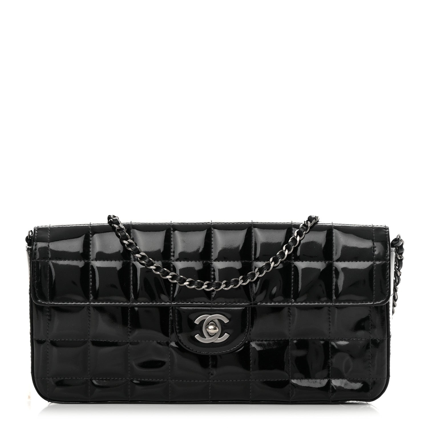 Chanel Patent Quilted East West Chocolate Bar Flap Black 1 of 14