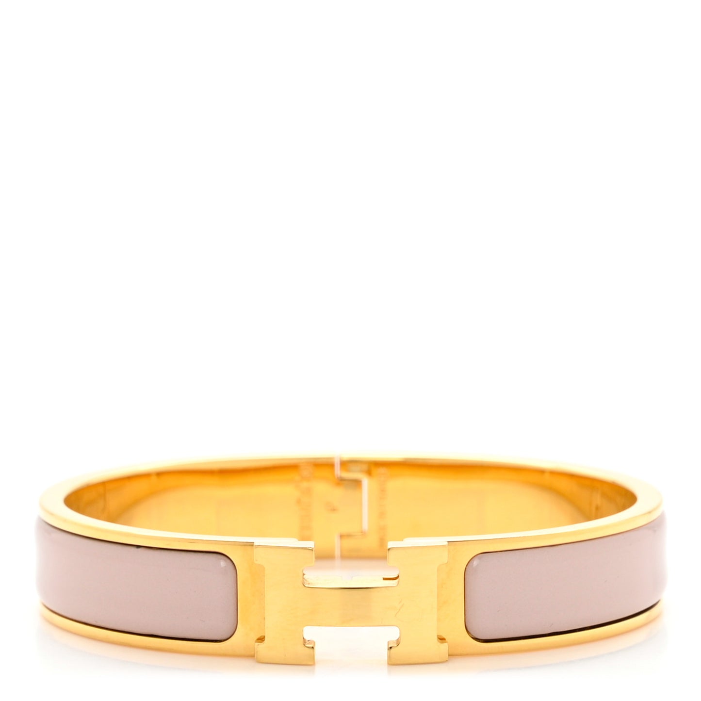Enamel Narrow Clic Clac H Bracelet PM Rose Poudre