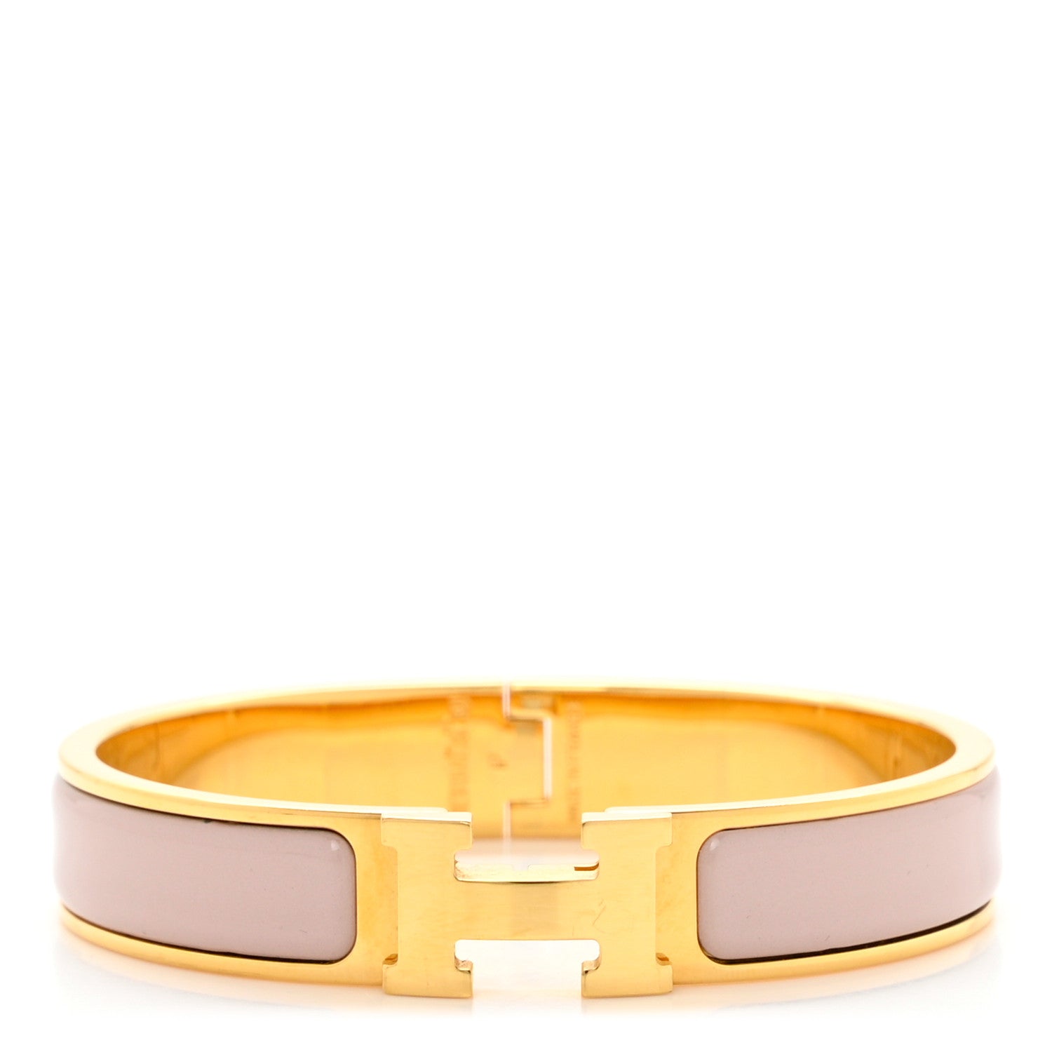 Hermes Enamel Narrow Clic Clac H Bracelet PM Rose Poudre 1 of 5