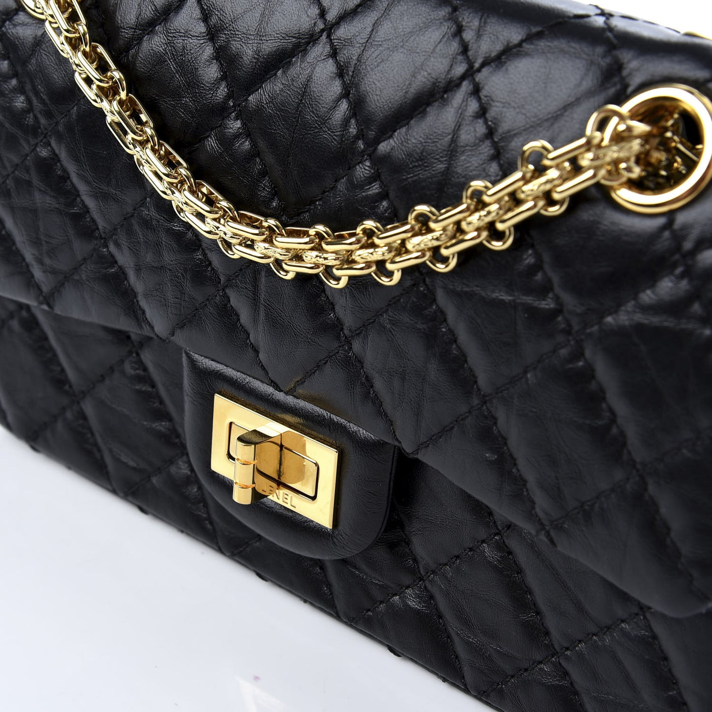 Aged Calfskin Quilted 2.55 Reissue Mini Flap Black