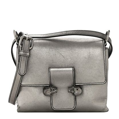 Alexander McQueen Metallic Small Twin Skull Chain Crossbody Antique Silver 1 of 18