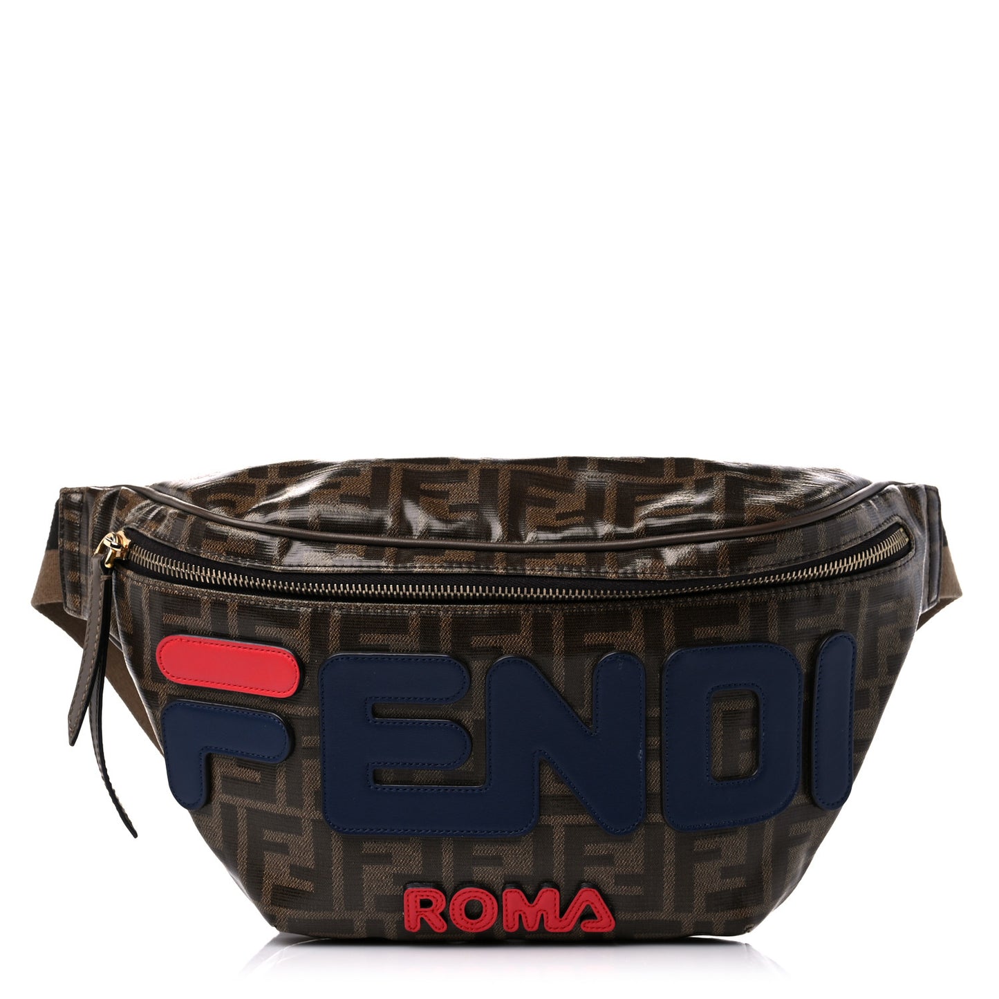 X FILA Glazed Fabric FF 1974 Mania Belt Bag Mogano Panna Blueberry