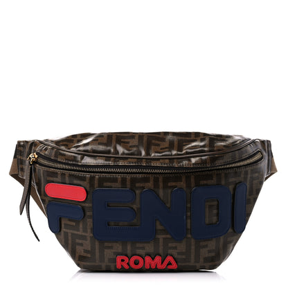 Fendi X FILA Glazed Fabric FF 1974 Mania Belt Bag Mogano Panna Blueberry 1 of 9