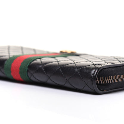 Gucci Calfskin Web Trapuntata GG Zip Around Wallet Black 7 of 14