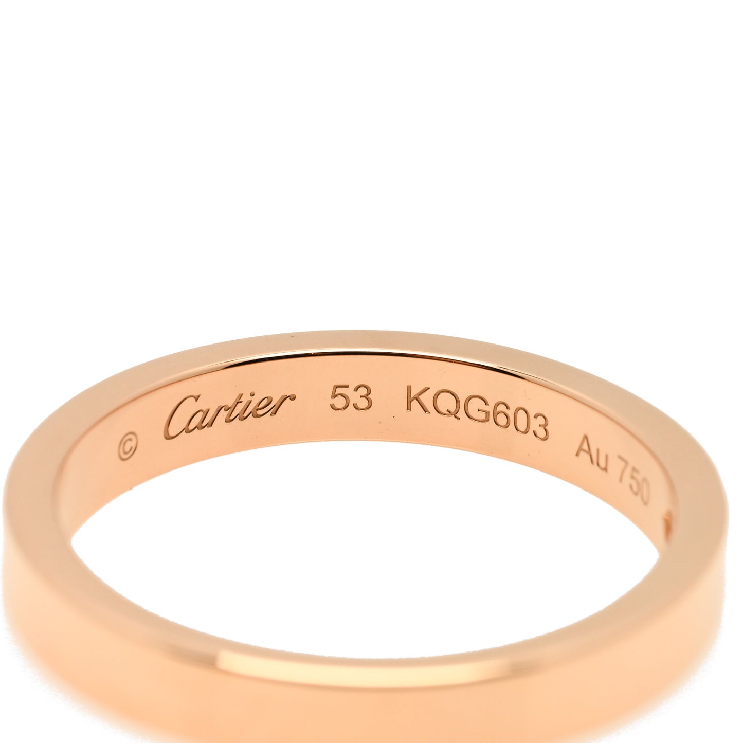 18K Pink Gold Diamond 3mm C De Cartier Wedding Band Ring 53 6.5