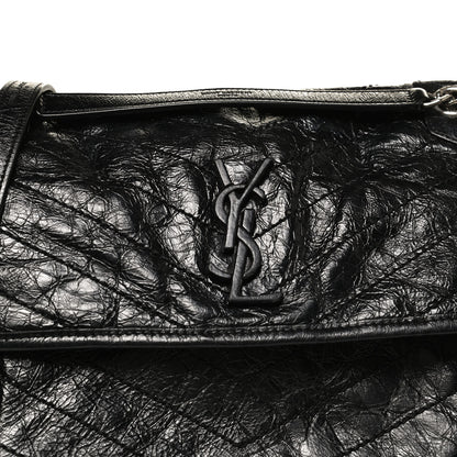 Saint Laurent Crinkled Calfskin Matelasse Monogram Medium Niki Chain Satchel Black 9 of 11
