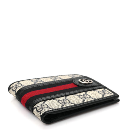 Gucci GG Supreme Monogram Web Mens Ophidia Bi-Fold Coin Wallet Beige Blue 4 of 7