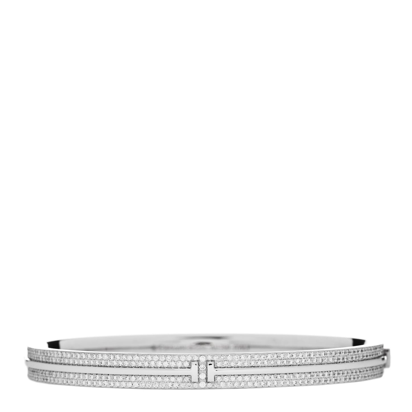 18K White Gold Diamond T Hinged Pave Bracelet
