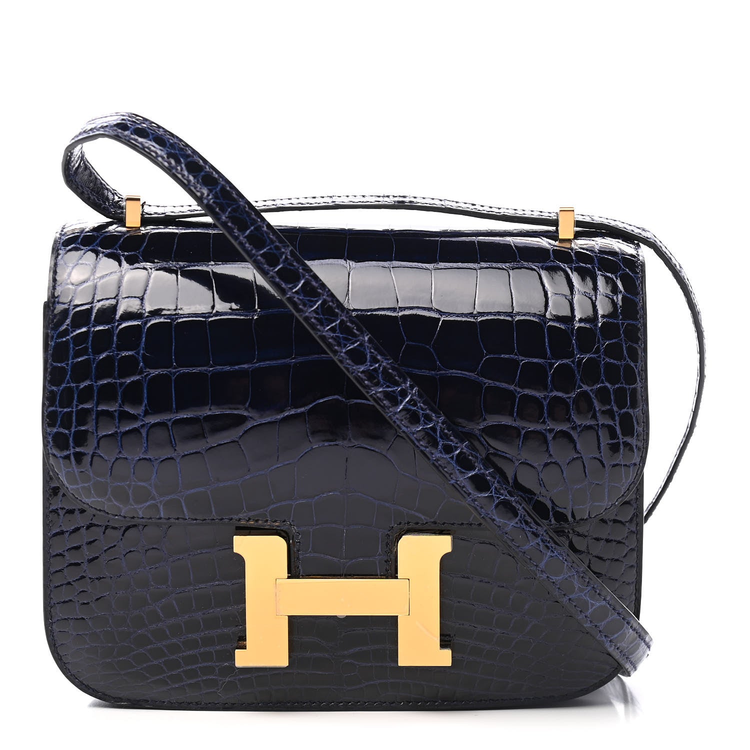 Hermes Shiny Alligator Constance 18 Bleu Saphir 1 of 9