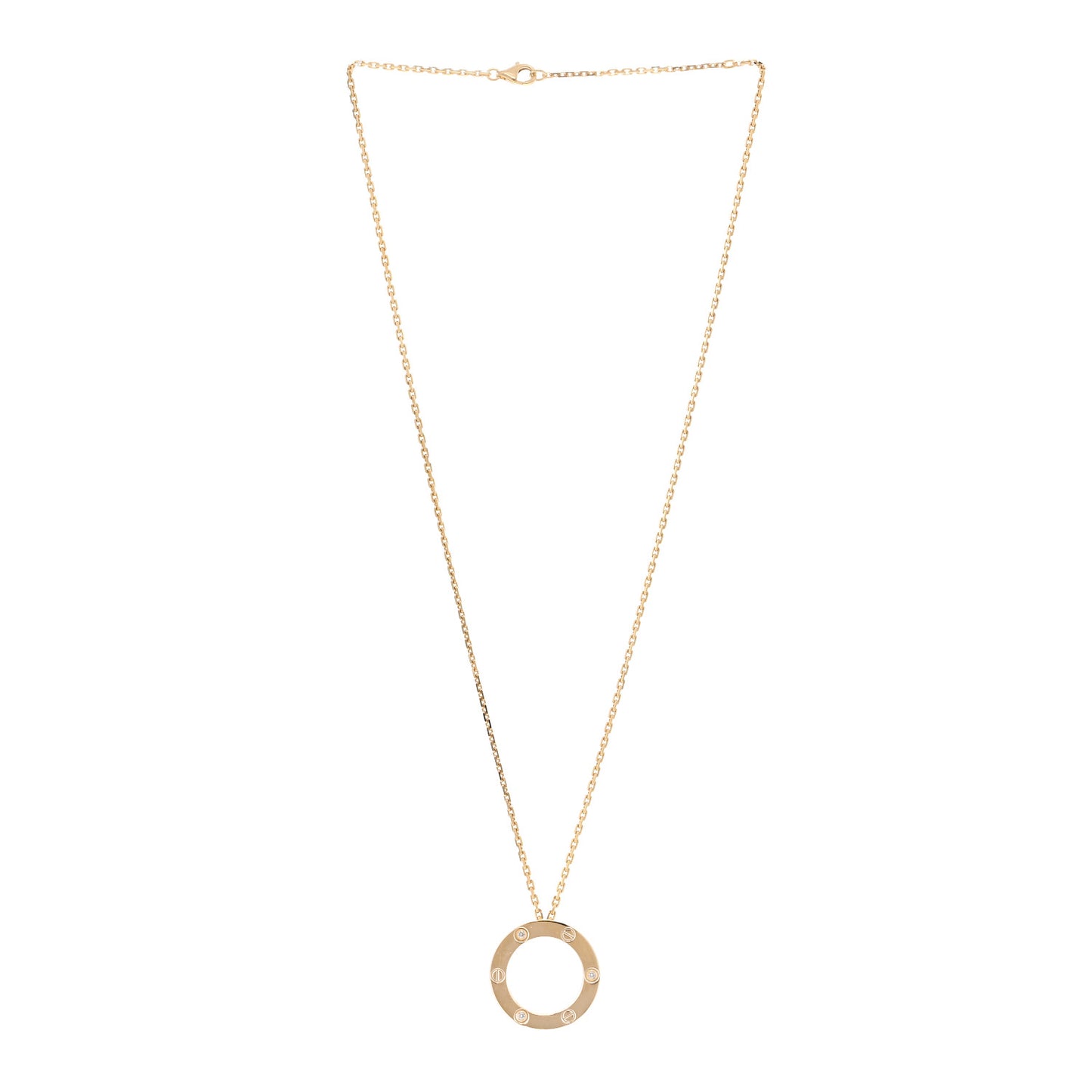 18K Yellow Gold 3 Diamonds LOVE Pendant Necklace