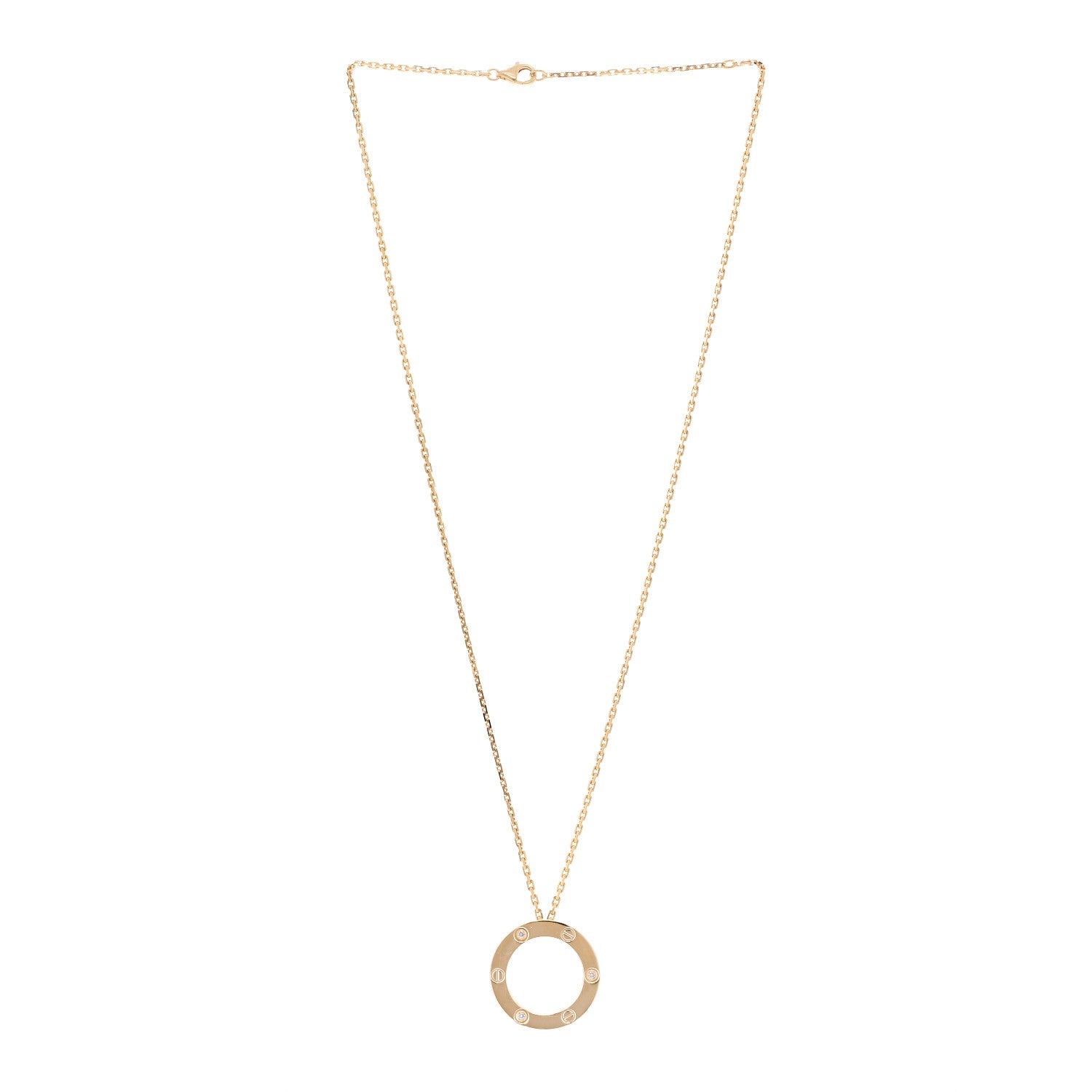 Cartier 18K Yellow Gold 3 Diamonds LOVE Pendant Necklace 3 of 6